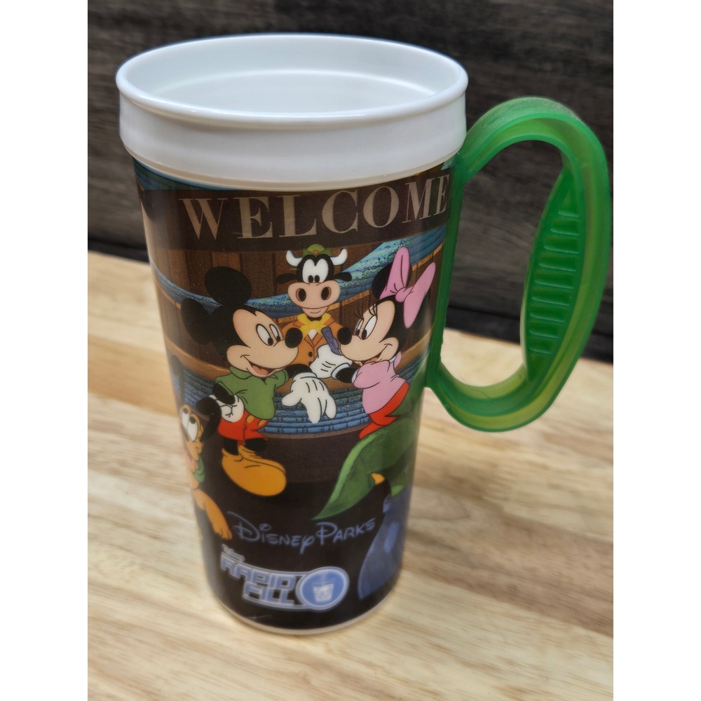Disney Parks Rapid Fill Travel Mug Mickey Minnie Donald Goofy Souvenir Cup